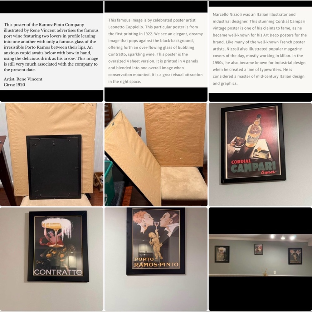 Art Decor (3) Wall Prints in Black Frames